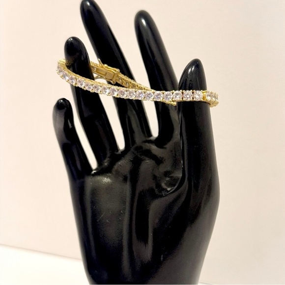 Freida Rothman Midnight Tri-Tone 14K Gold Tennis Bracelet White Zirconia NEW - Picture 5 of 12